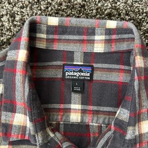 Patagonia Men's Red and Gray Plaid Shirt